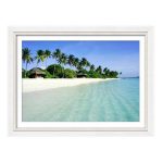 Silver and White Gloss Frame Beach Photography Print set 2 landscape Lux Street Online image 1