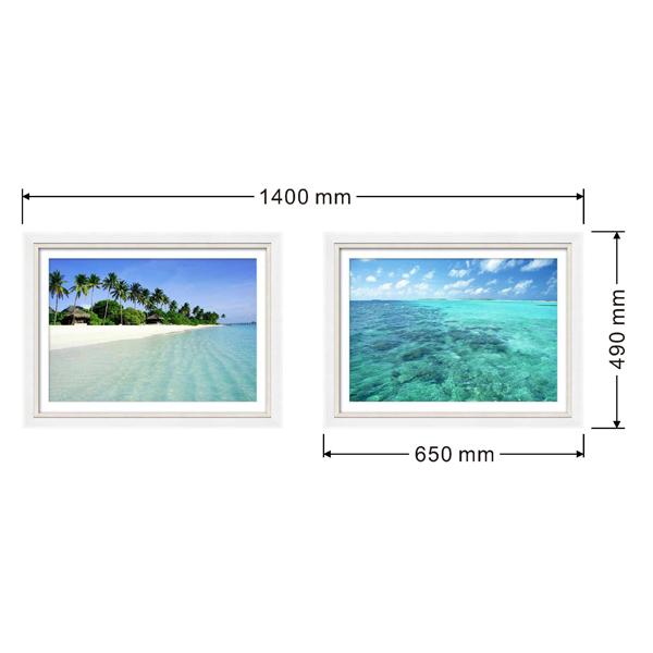 Silver and White Gloss Frame Beach Photography Print set 2 landscape dimensions