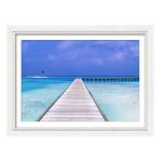Silver and White Gloss Frame Beach Photography Print set 3 landscape image 1