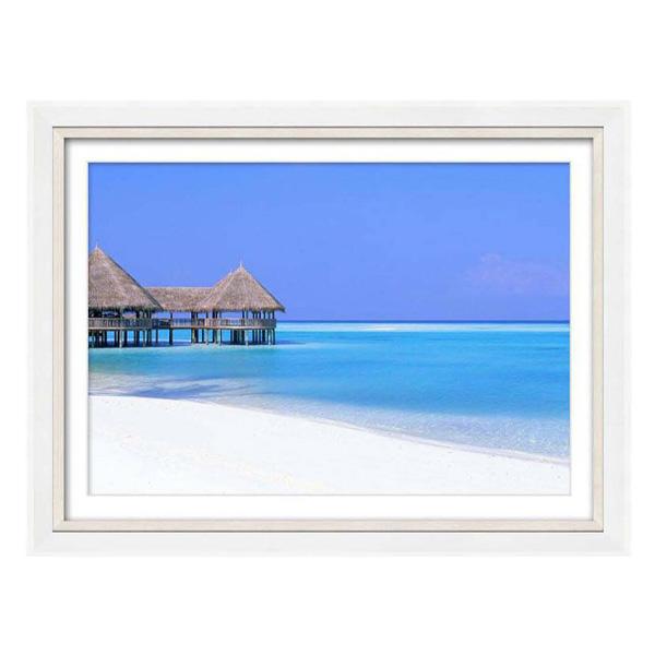 Silver and White Gloss Frame Beach Photography Print set 3 landscape image 2