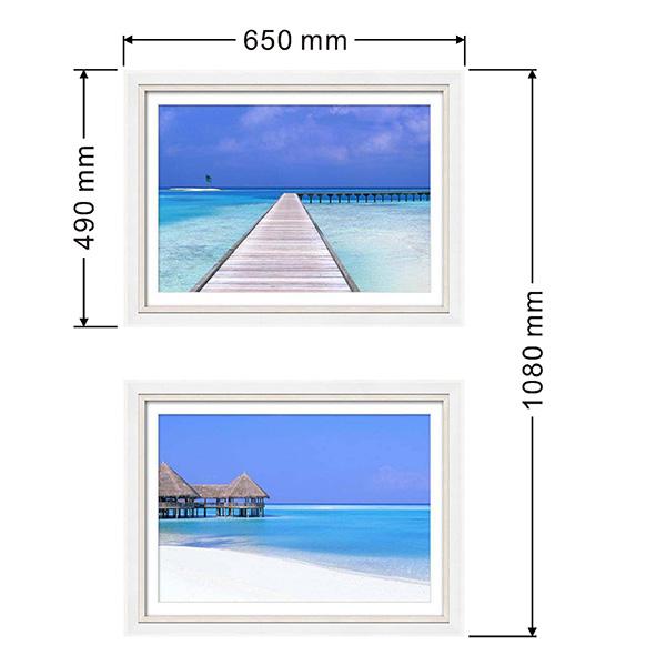 Silver and White Gloss Frame Beach Photography Print set 3 portrait dimensions