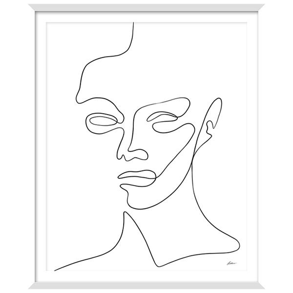 affection pair single line artwork male female BQPT2381 white frame simple modern art image 2