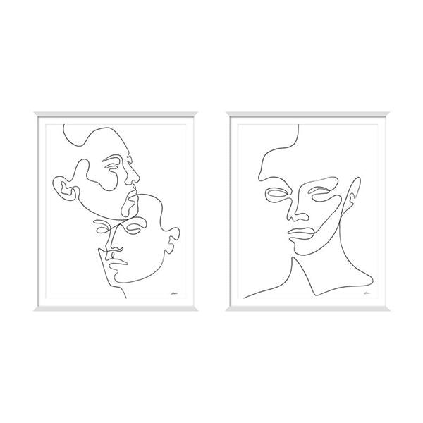 affection pair single line artwork male female BQPT2381 white frame simple modern art main image
