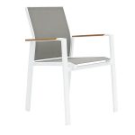 airlie sling chair white aluminium frame polywood arms grey textaline 1