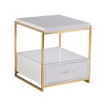 beverly bedside table open shelf one drawer white gloss gold frame lux street luxury 1 760371b5 e2d8 4ae0 a7b6 569791861074