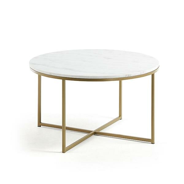 bishop cross base coffee table gold painted metal white marble top 1 ee683f41 a117 4038 9897 c232f965676e