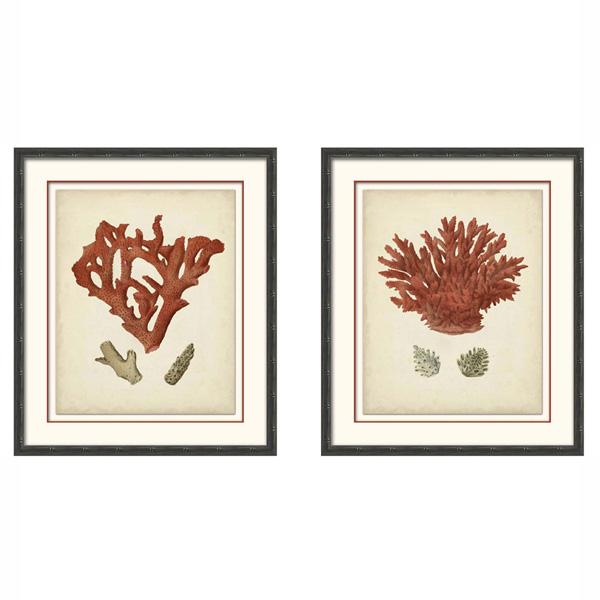 black bamboo frame artwork antique coral art set 01 LS PT1881 1