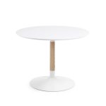 burch round dining table 110cm ash wood stem white lacquer 1