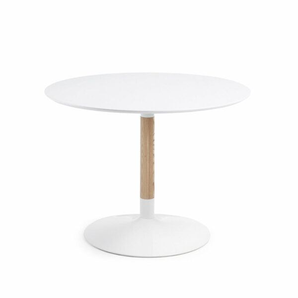 burch round dining table 110cm ash wood stem white lacquer 1