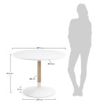 burch round dining table 110cm ash wood stem white lacquer dimensions