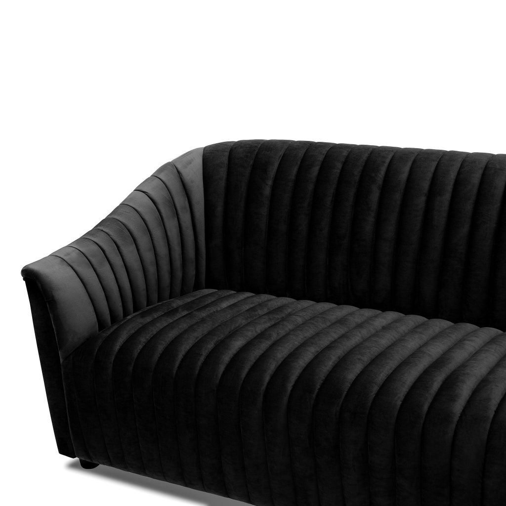 cambridge chanel quilted upholstered velvet 2 seater sofa ebony