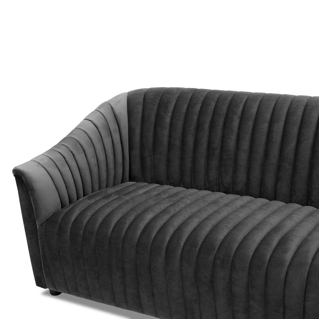 cambridge chanel quilted upholstered velvet 2 seater sofa slate 1