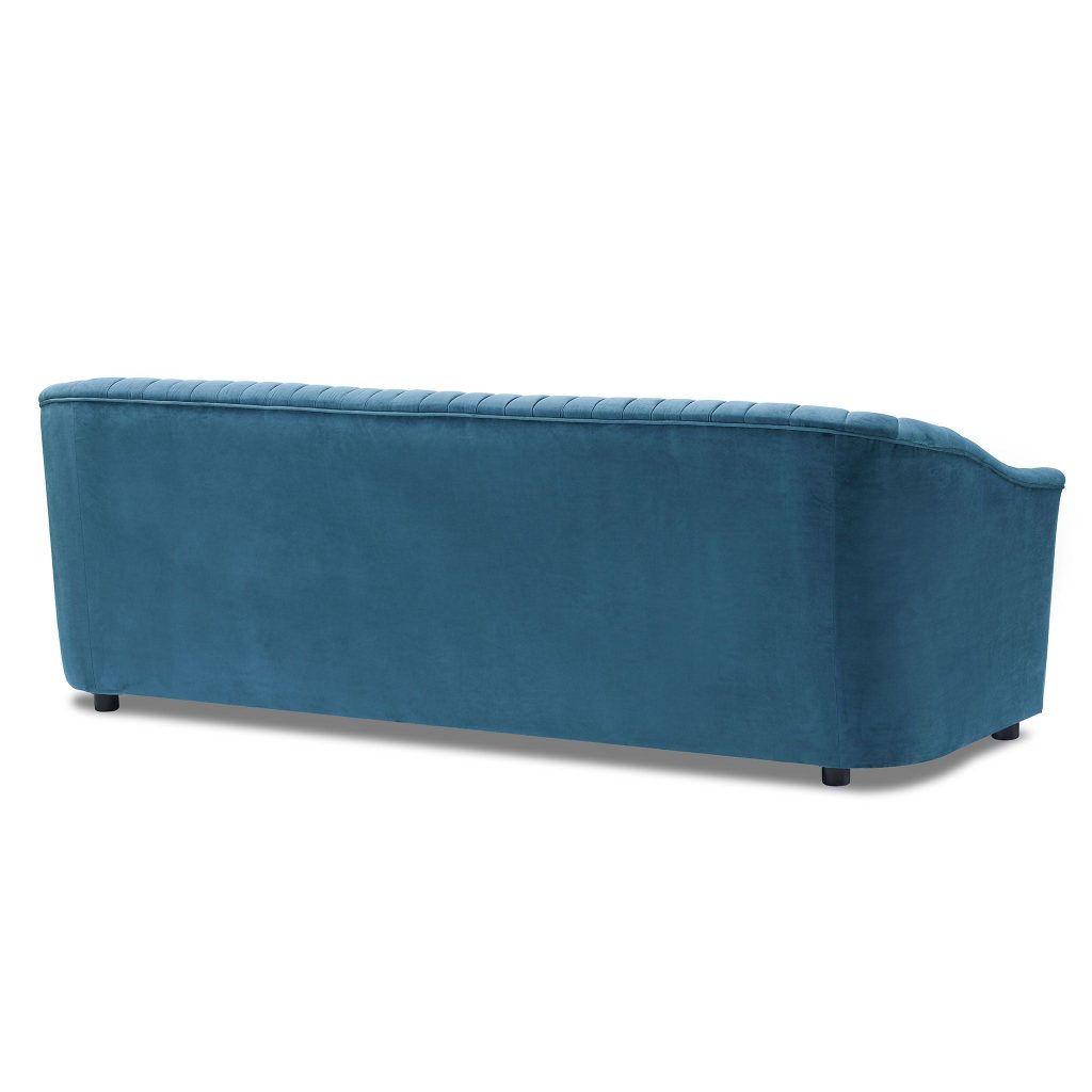 cambridge chanel quilted upholstered velvet 3 seater sofa denim