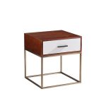 como bedside table nightstand one drawer walnut timber gold frame white drawer lux street 1 ebc00f5d 95e1 4453 9cea 65cc7348359c