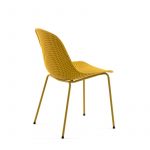 eric dining chair recycled plastic indoor outdoor mustard metal legs back view