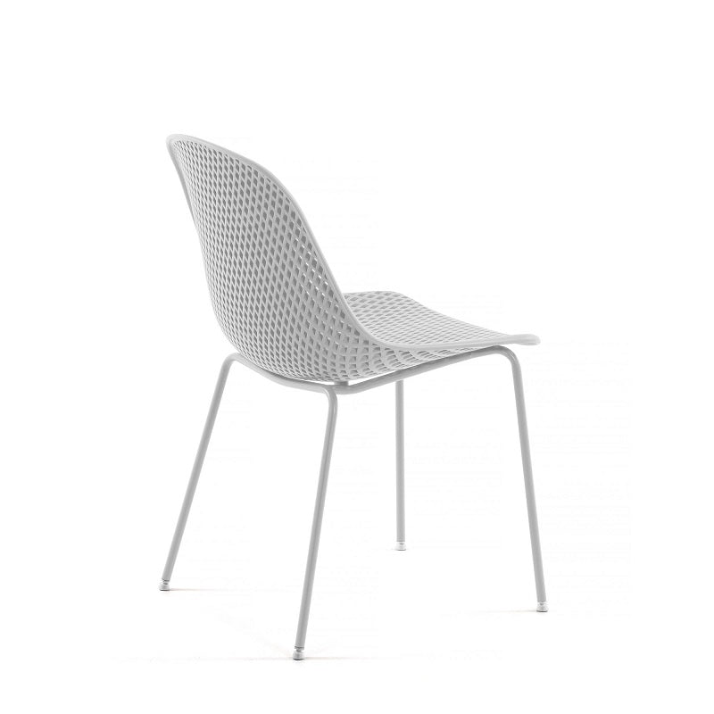eric dining chair recycled plastic indoor outdoor white metal legs back view