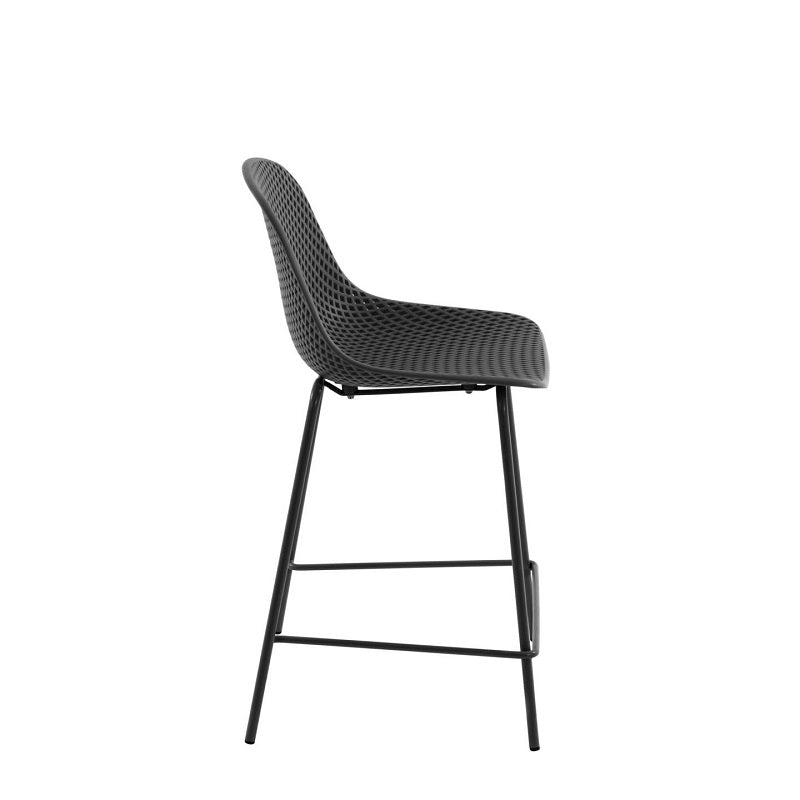 eric kitchen barstool recycled plastic indoor outdoor graphite metal legs side view