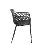 erica dining armchair recylcled plastic graphite metal painted frame side view