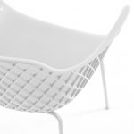 erica dining armchair recylcled plastic white metal painted frame close up