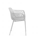 erica dining armchair recylcled plastic white metal painted frame side view