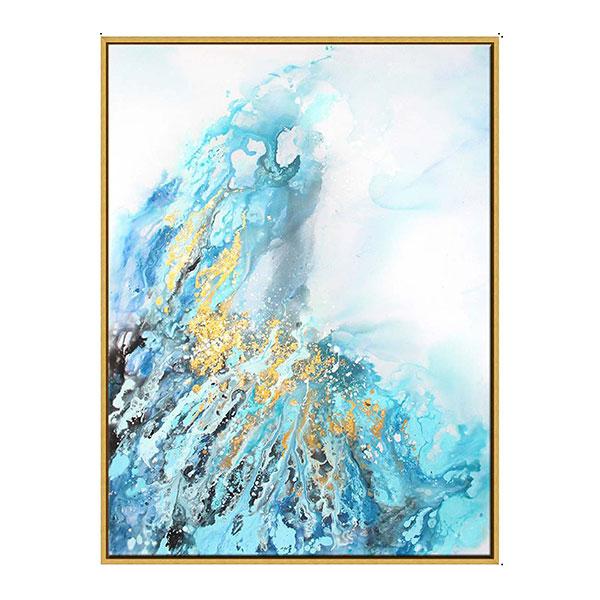 gold frame abstract oil paint canvas eruption LS YH857 1