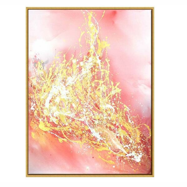 gold frame abstract oil paint canvas lava flow LS YH857 2