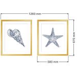 gold frame art sea shell star fish blue white acrylic 02 LS BQPT1739 landscape dimensions
