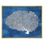 gold frame artwork fan coral blue white acrylic LS BQPT1735 4782637a d88c 41ee 9cef 7a31442bb3d7