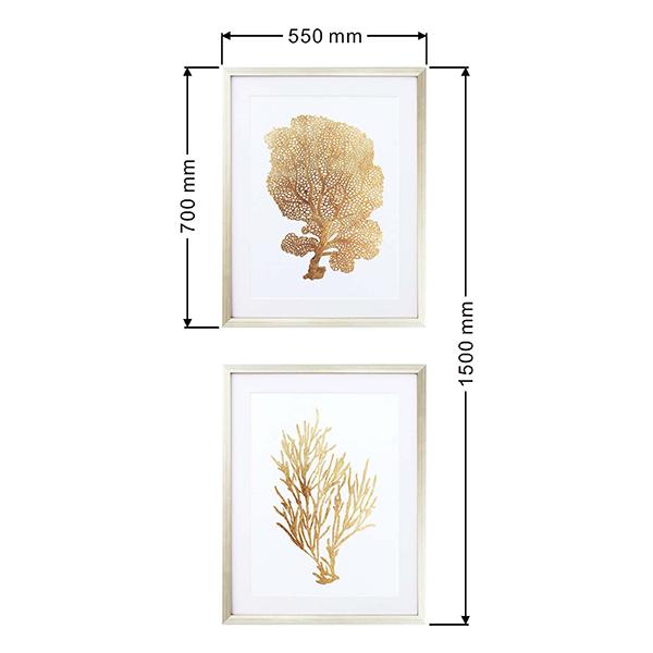 gold frame artwork gold coral art set 02 LS SWH199 5 portrait dimensions