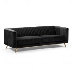 knightsbridge luxury velvet 3 seater sofa set gold legs ebony 1