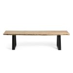 lincoln 200cm dining table bench seat solid wattle timber top raw edges black painted legs 2