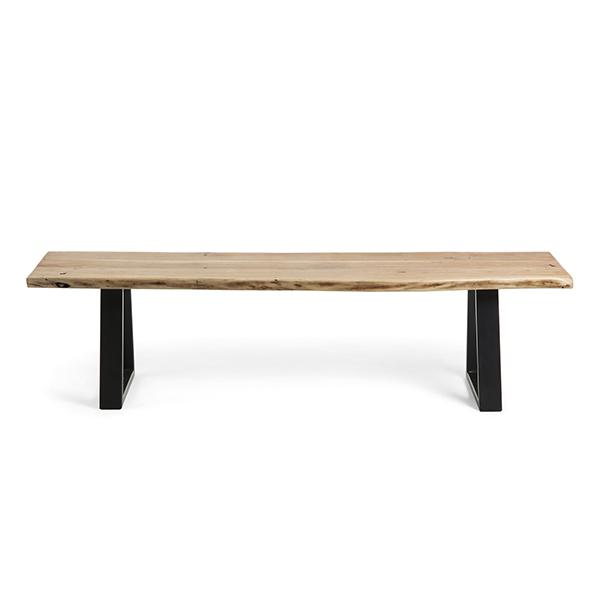 lincoln 200cm dining table bench seat solid wattle timber top raw edges black painted legs 2