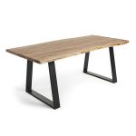 lincoln 220cm dining table solid wattle timber top raw edges black painted legs 1
