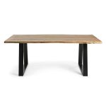 lincoln 220cm dining table solid wattle timber top raw edges black painted legs 2