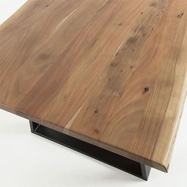 lincoln 220cm dining table solid wattle timber top raw edges black painted legs 4
