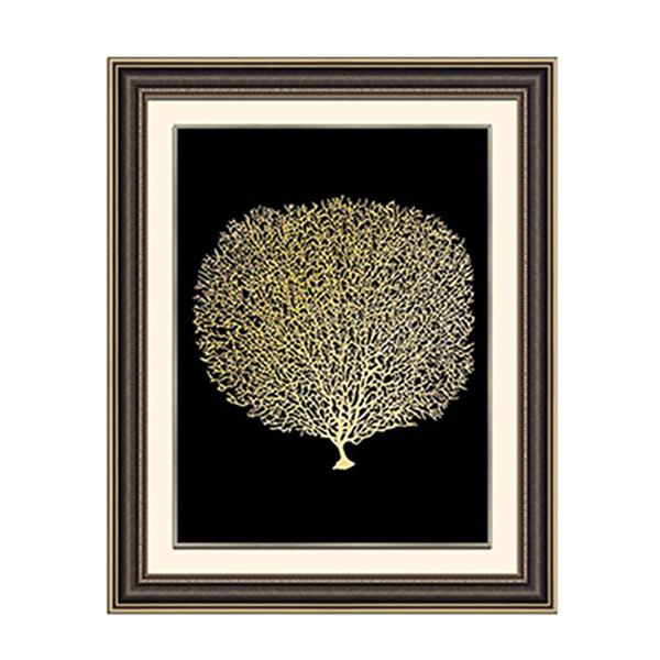 lux street Timber Frame Gold Foil Print Fan Coral Art set 1 image 2