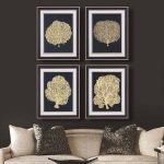 lux street Timber Frame Gold Foil Print Fan Coral Art set 1 lifestyle image