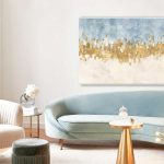 lux street alight large canvas artwork modern abstract gold foil detail white timber frame SL ID018 lifestyle image