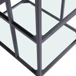 lux street ascot student study desk 120cm black metal frame clear glass top shelves detail view
