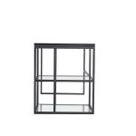 lux street ascot student study desk 145cm black metal frame clear glass top shelves side view