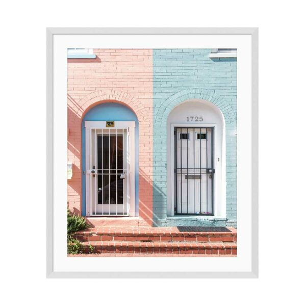 lux street double door print artwork vibrant photographic blue pink house SL ID023 main image