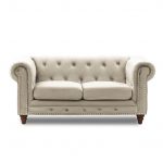 lux street eaton buttoned hamptons style 2 seater taupe base velvet H600