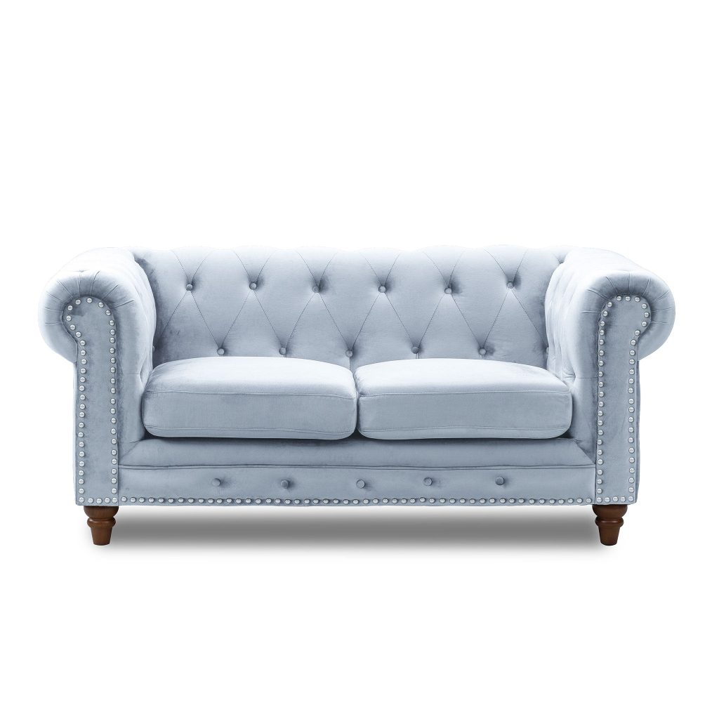 lux street eaton buttoned hamptons style 2 seater wedgewood base velvet H600