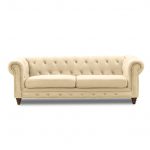 lux street eaton buttoned hamptons style 3 seater Linen Cream
