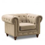 lux street eaton buttoned hamptons style arm chair button legs beige H600 1