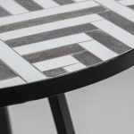 lux street ella terrazzo black white tile indoor outdoor alfresco galvanised black frame edge detail close up