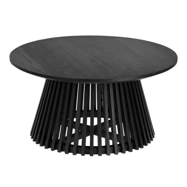 lux street floyd 80cm round coffee table solid mindi wood black stain main image