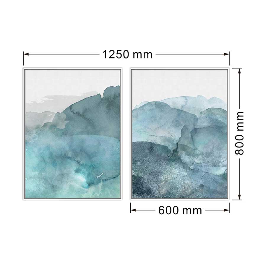 lux street frozen artwork pair modern abstract ice scuplture white timber frame SL ID005 landscape dimensions