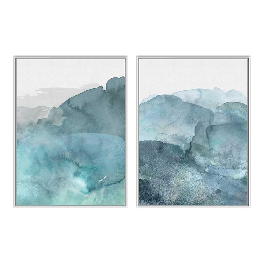 lux street frozen artwork pair modern abstract ice scuplture white timber frame SL ID005 main image