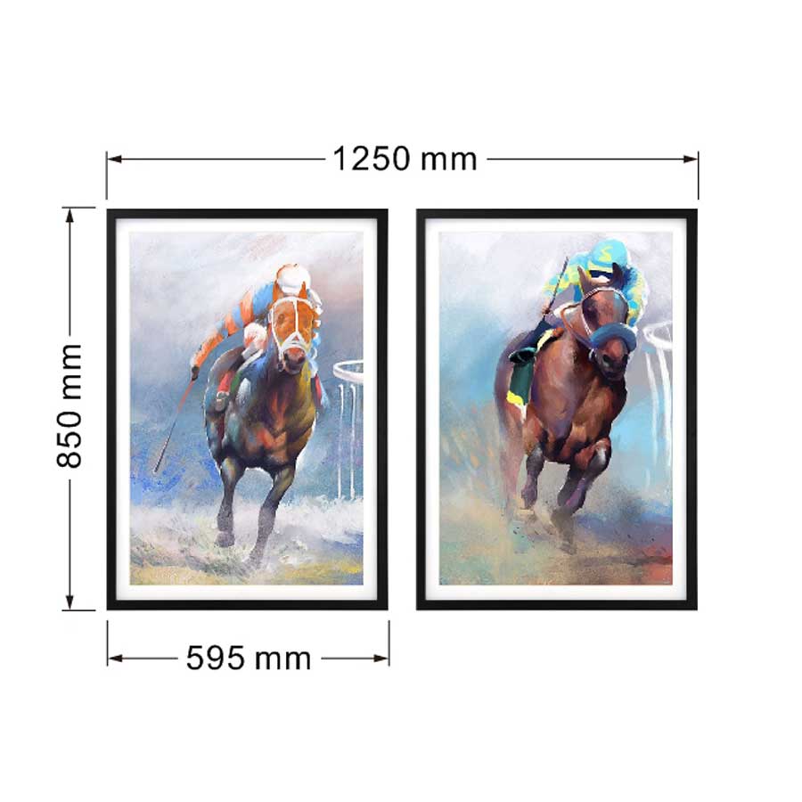 lux street jockey club set 1 artwork horse racing water colour prints BQPT967 3 landscape dimensions